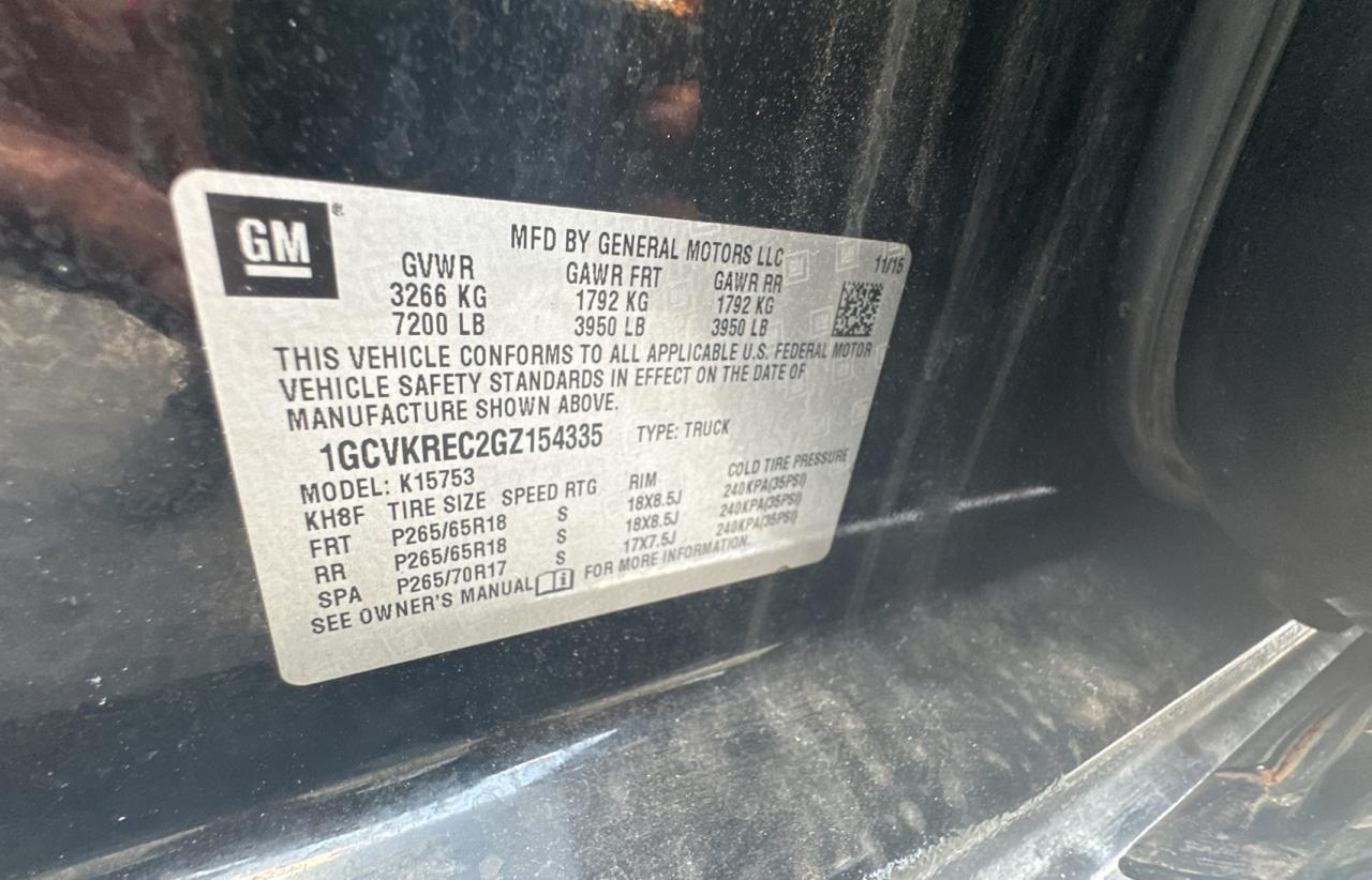 2016 Chevrolet Silverado K1500 Lt VIN: 1GCVKREC2GZ154335 Lot: 67607584