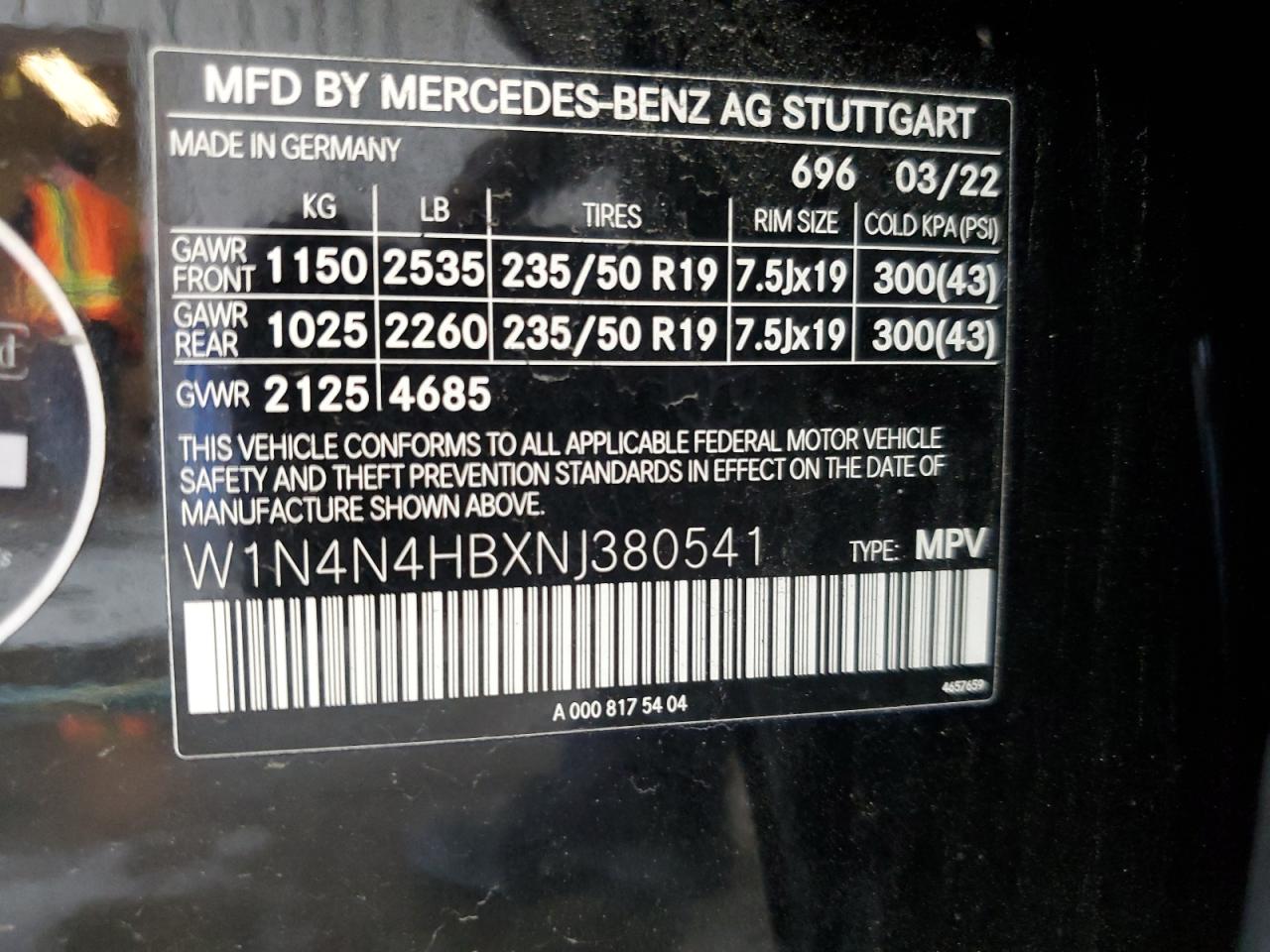 W1N4N4HBXNJ380541 2022 Mercedes-Benz Gla 250 4Matic