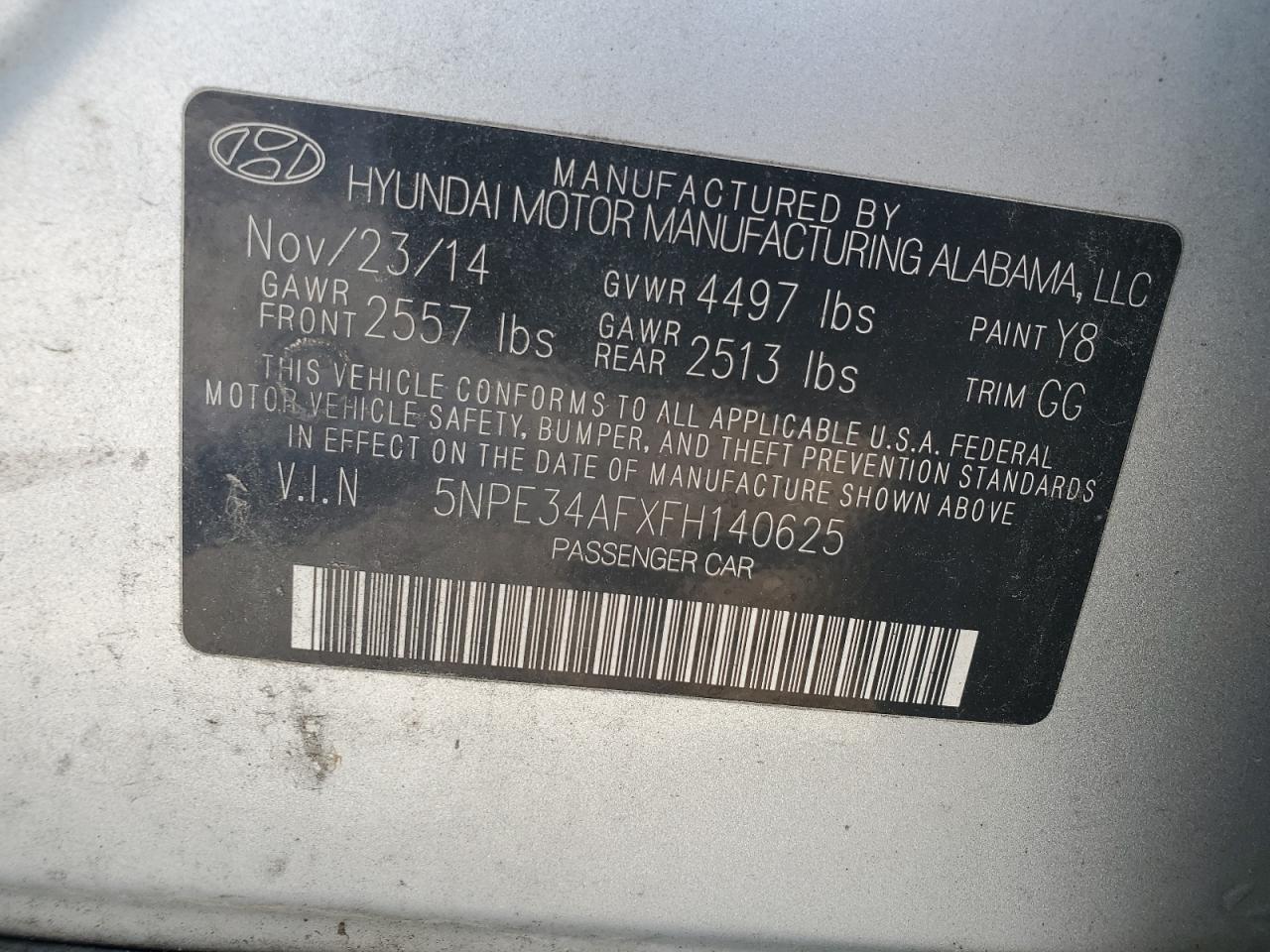 2015 Hyundai Sonata Sport VIN: 5NPE34AFXFH140625 Lot: 68895304