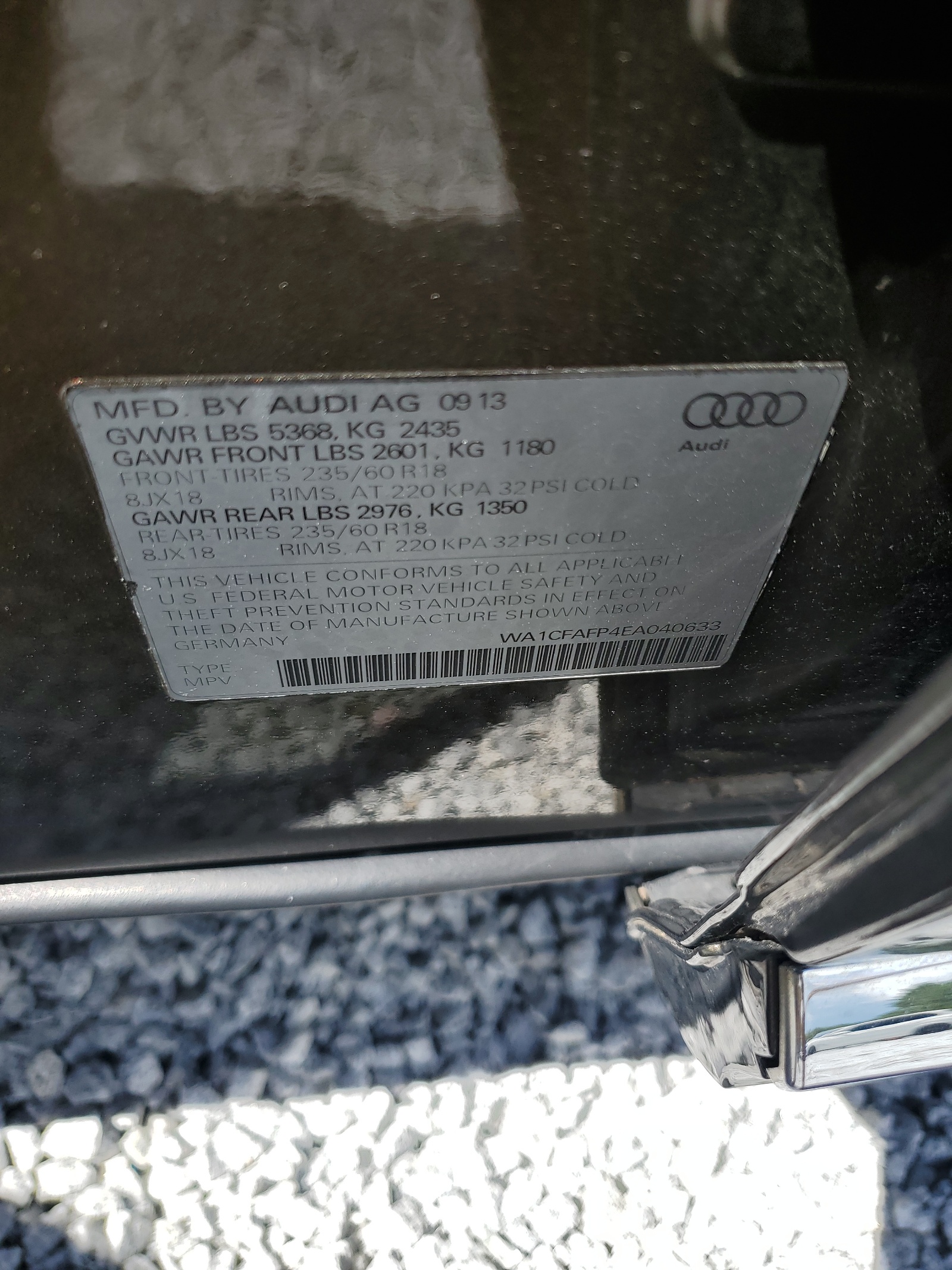 WA1CFAFP4EA040633 2014 Audi Q5 Premium