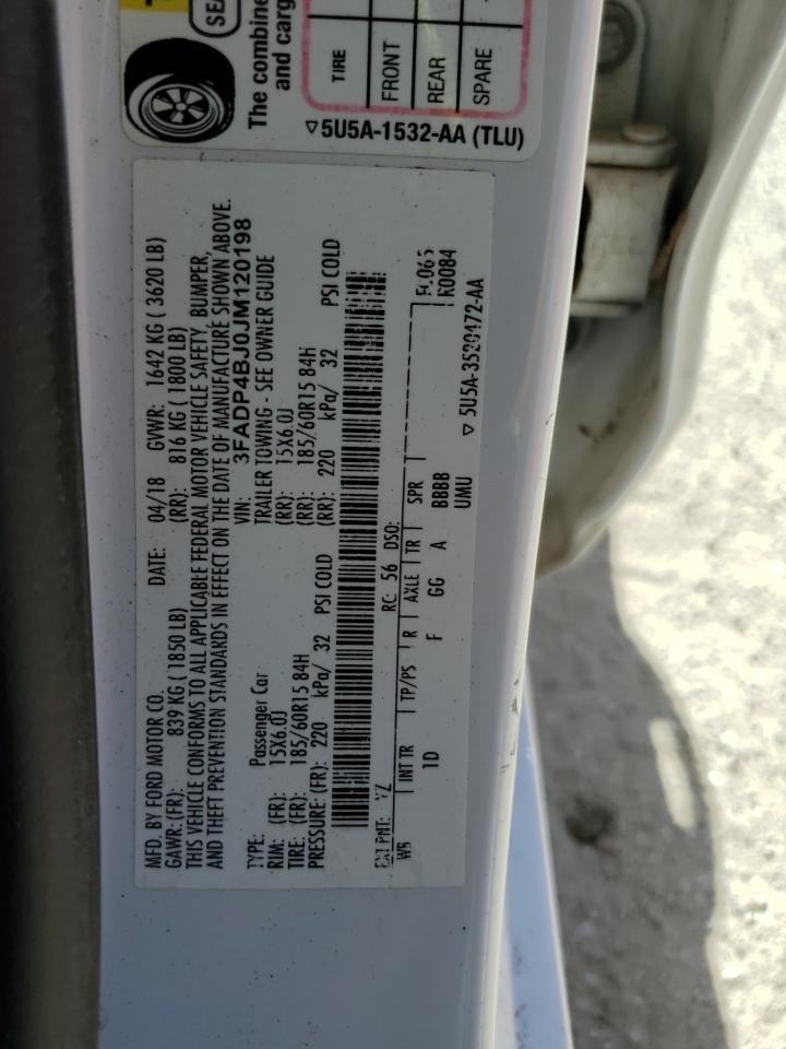 2018 Ford Fiesta Se VIN: 3FADP4BJ0JM120198 Lot: 67937114