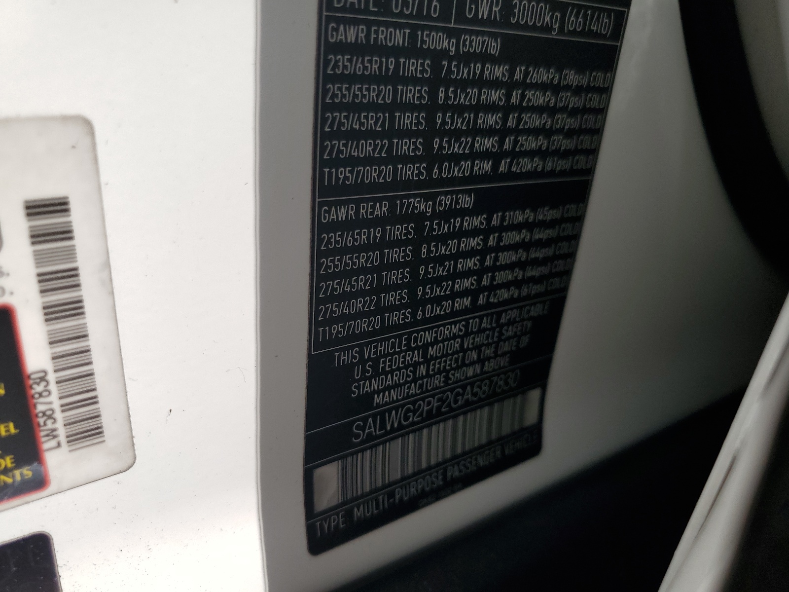 SALWG2PF2GA587830 2016 Land Rover Range Rover Sport Se