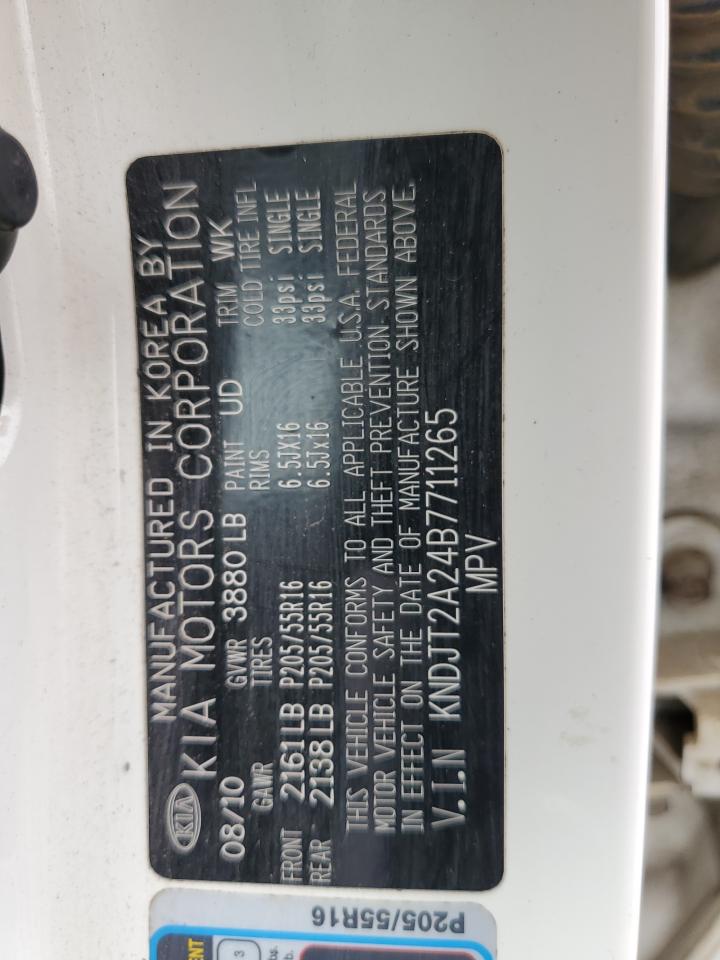 2011 Kia Soul + VIN: KNDJT2A24B7711265 Lot: 67772174