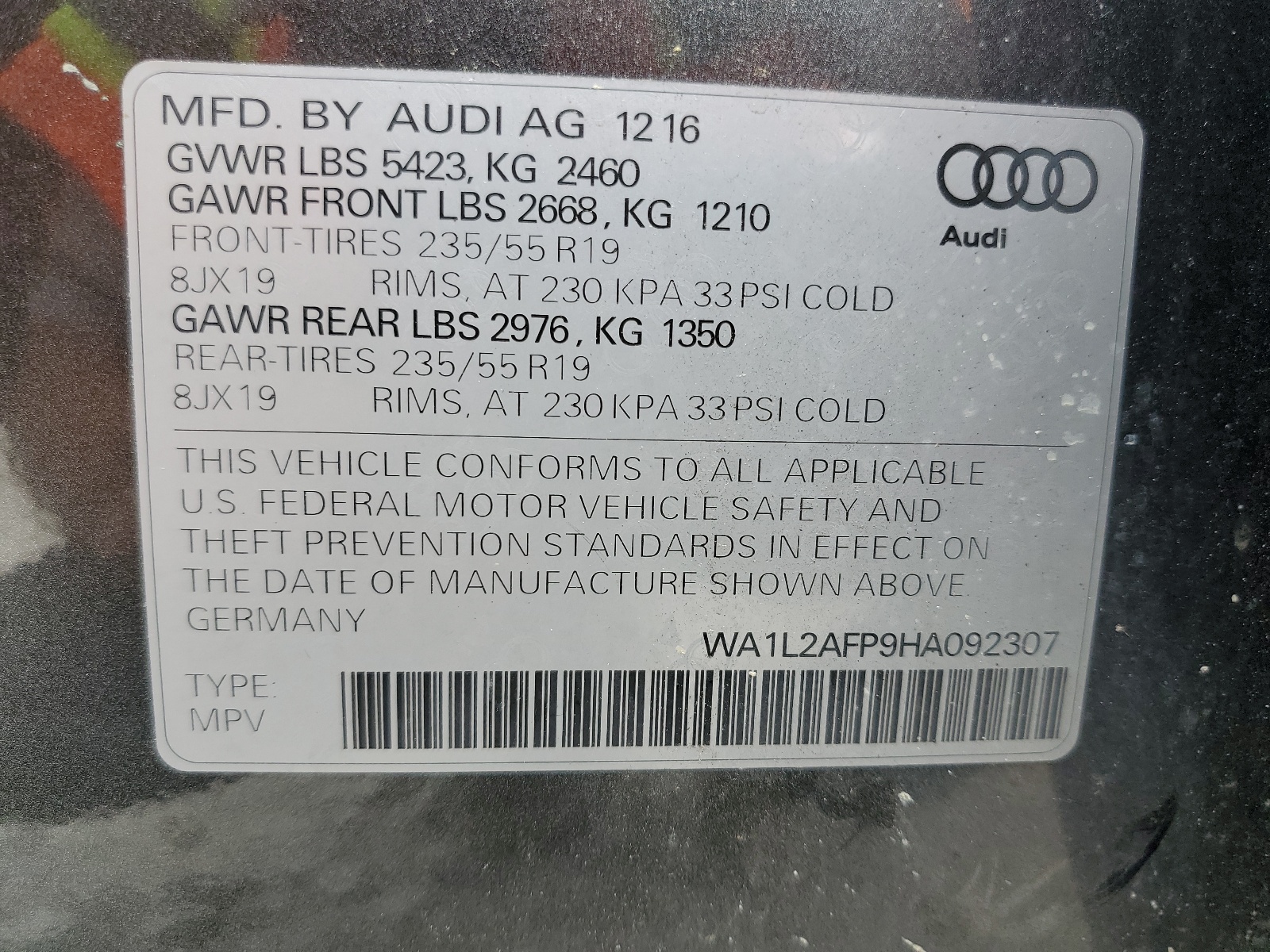 WA1L2AFP9HA092307 2017 Audi Q5 Premium Plus