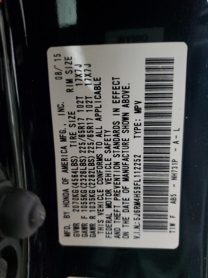 2015 Honda Cr-V Ex VIN: 5J6RM4H59FL112252 Lot: 65816424