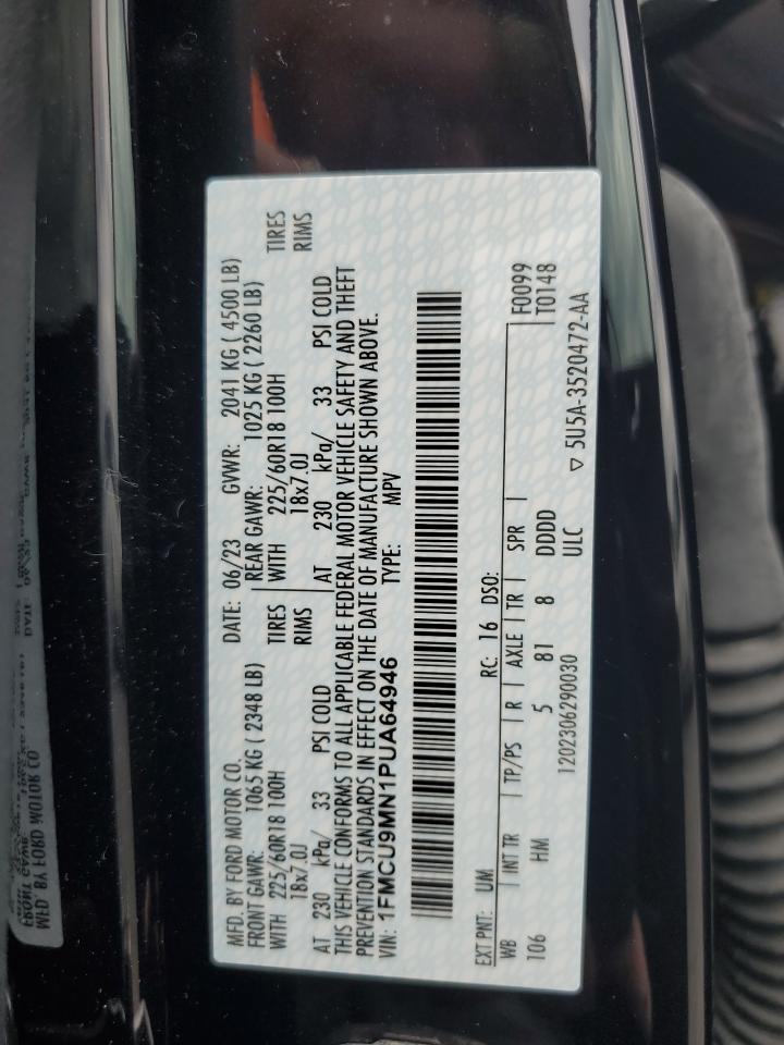 2023 Ford Escape St Line VIN: 1FMCU9MN1PUA64946 Lot: 65513704