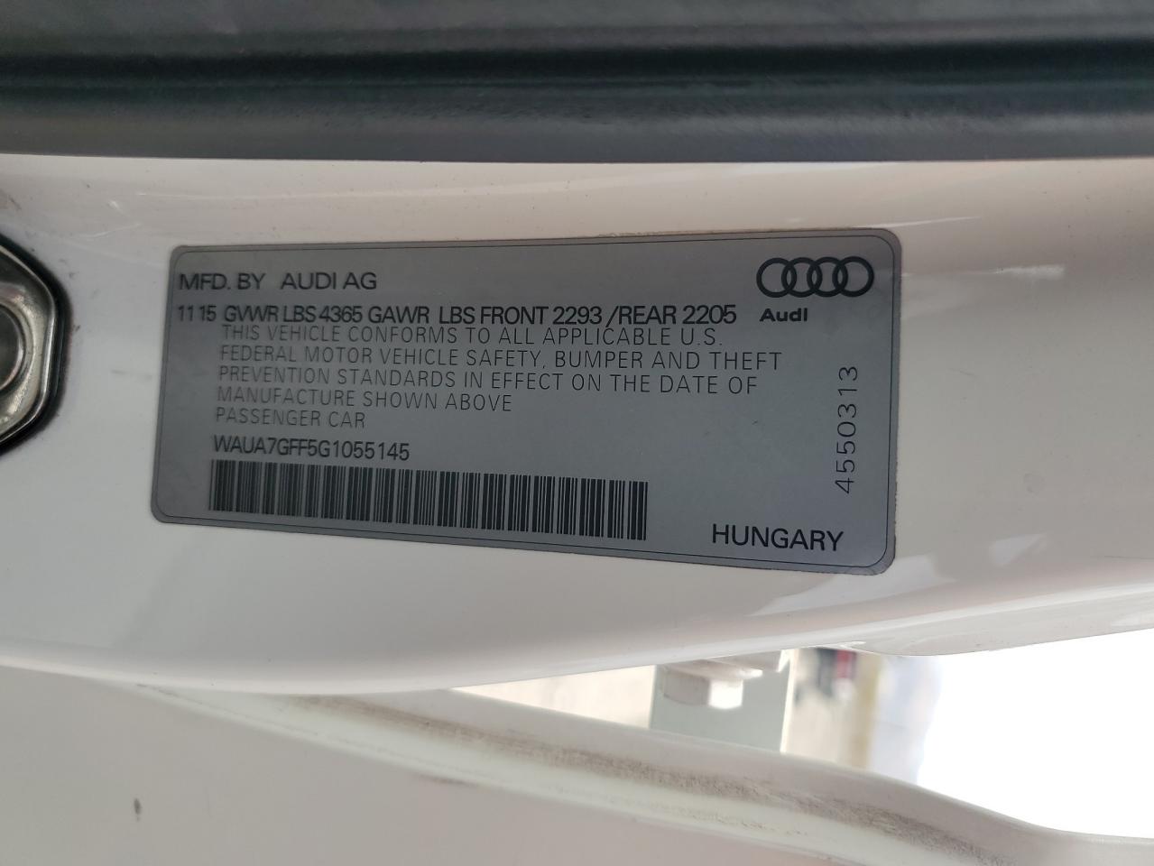 WAUA7GFF5G1055145 2016 Audi A3 Premium