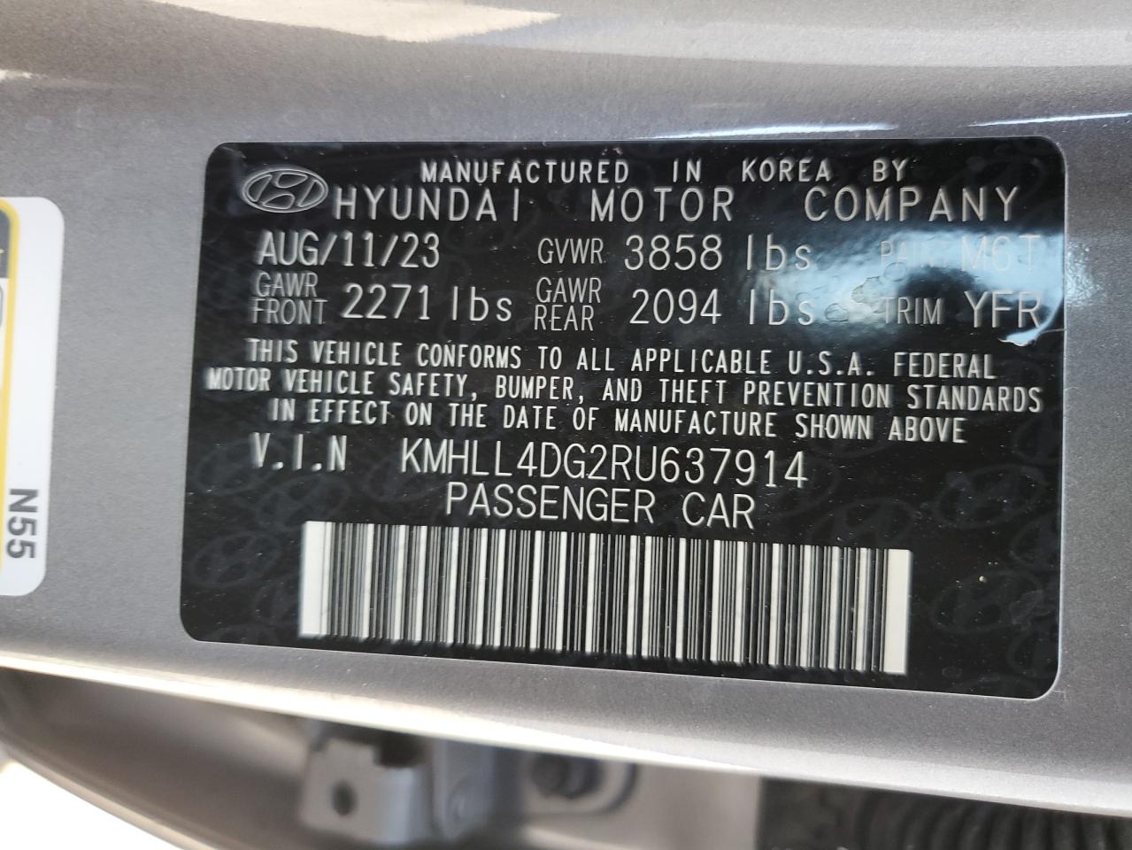 2024 Hyundai Elantra Se VIN: KMHLL4DG2RU637914 Lot: 63551124