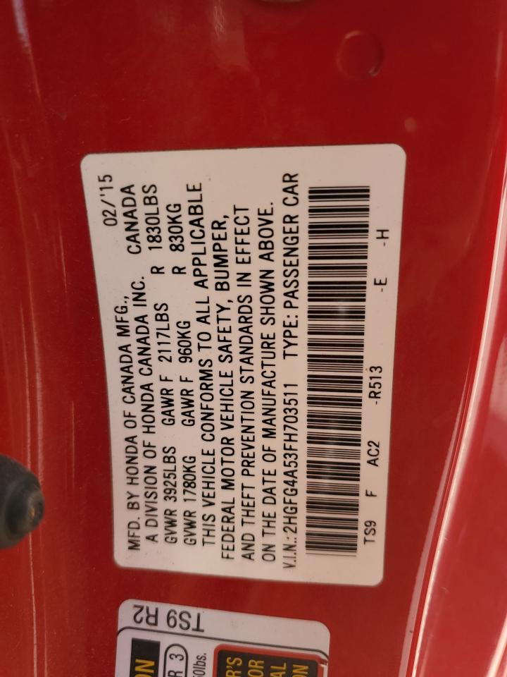 2HGFG4A53FH703511 2015 Honda Civic Si