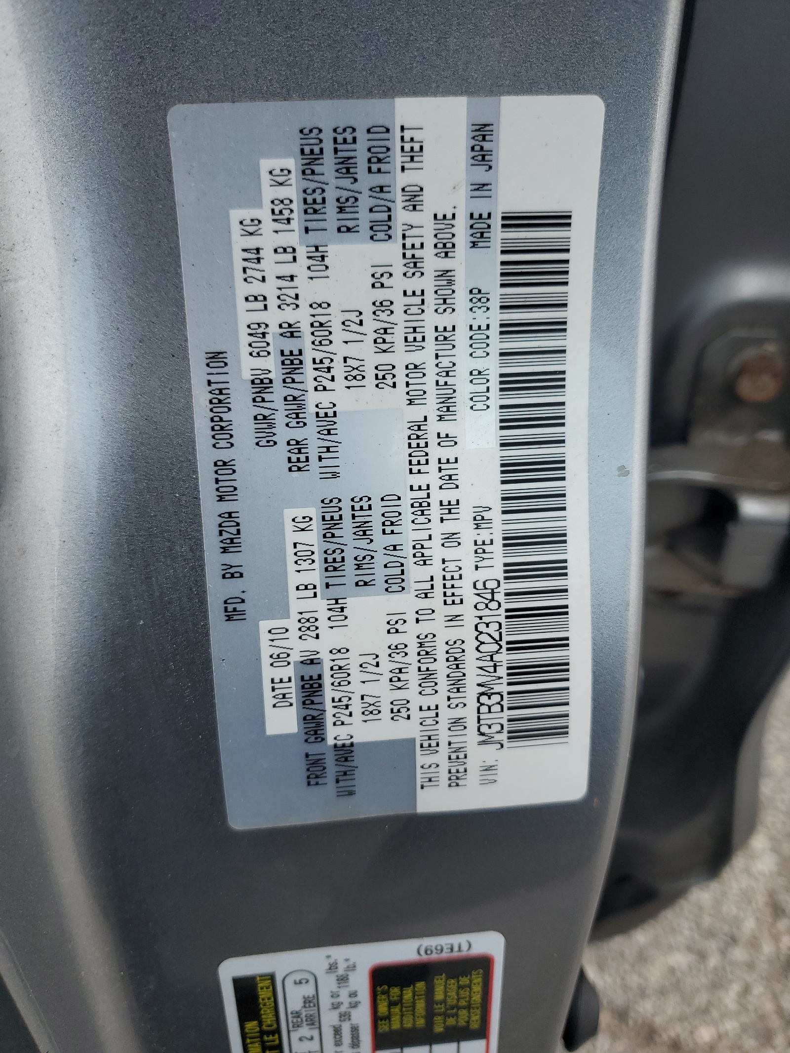 JM3TB3MV4A0231846 2010 Mazda Cx-9