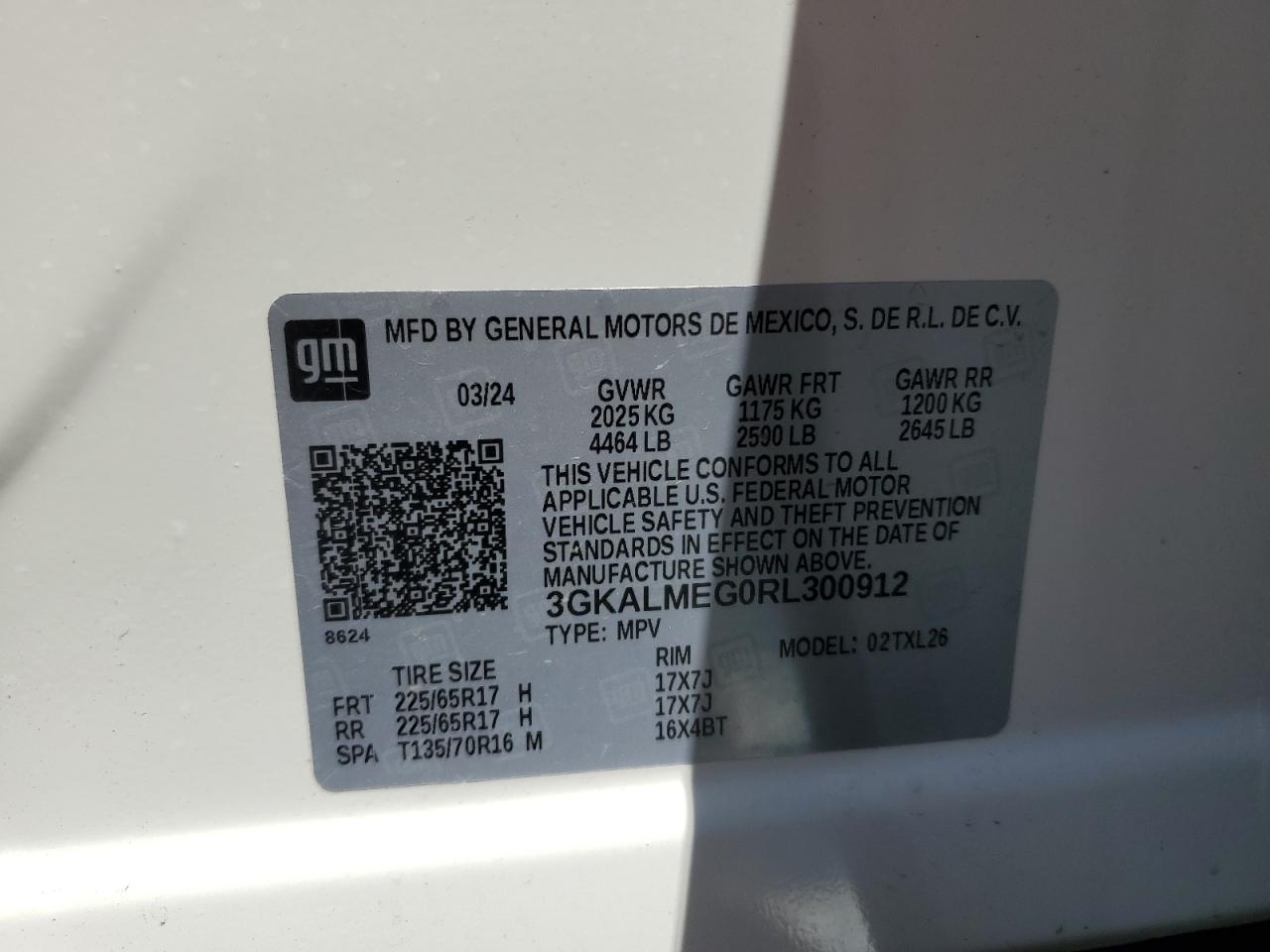 2024 GMC Terrain Sle VIN: 3GKALMEG0RL300912 Lot: 68047824