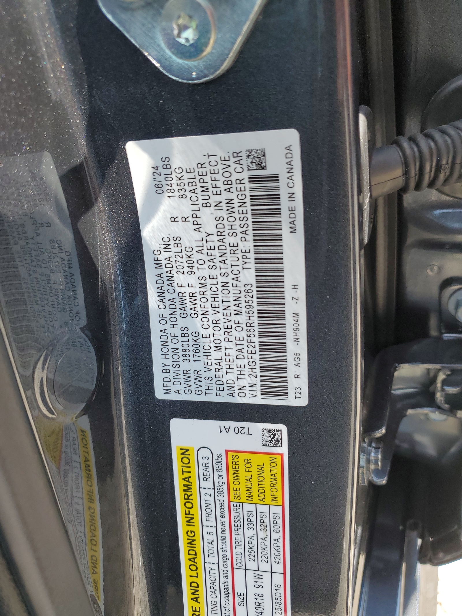 2HGFE2F56RH595263 2024 Honda Civic Sport 2HGFE2F56RH595263 2024 Honda Civic Sport