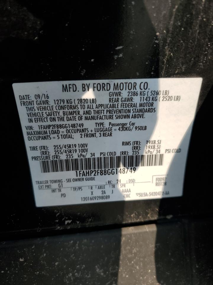 2016 Ford Taurus Limited VIN: 1FAHP2F88GG148749 Lot: 66852444