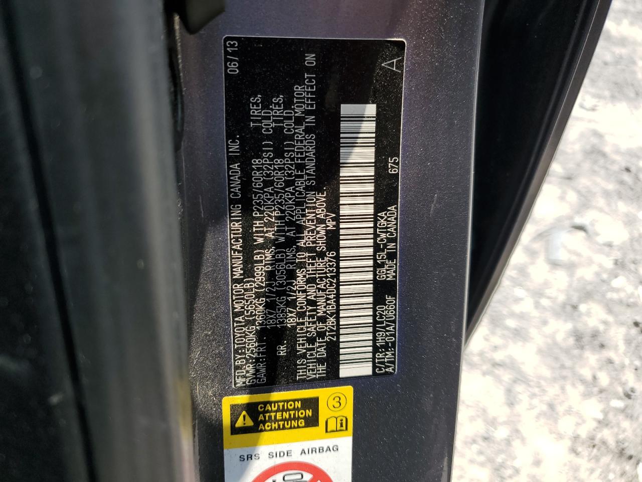 2013 Lexus Rx 350 Base VIN: 2T2BK1BA4DC213376 Lot: 66099514