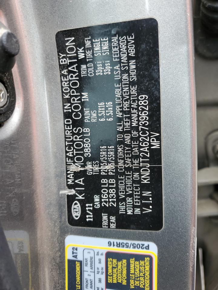 2012 Kia Soul + VIN: KNDJT2A62C7396289 Lot: 66413014