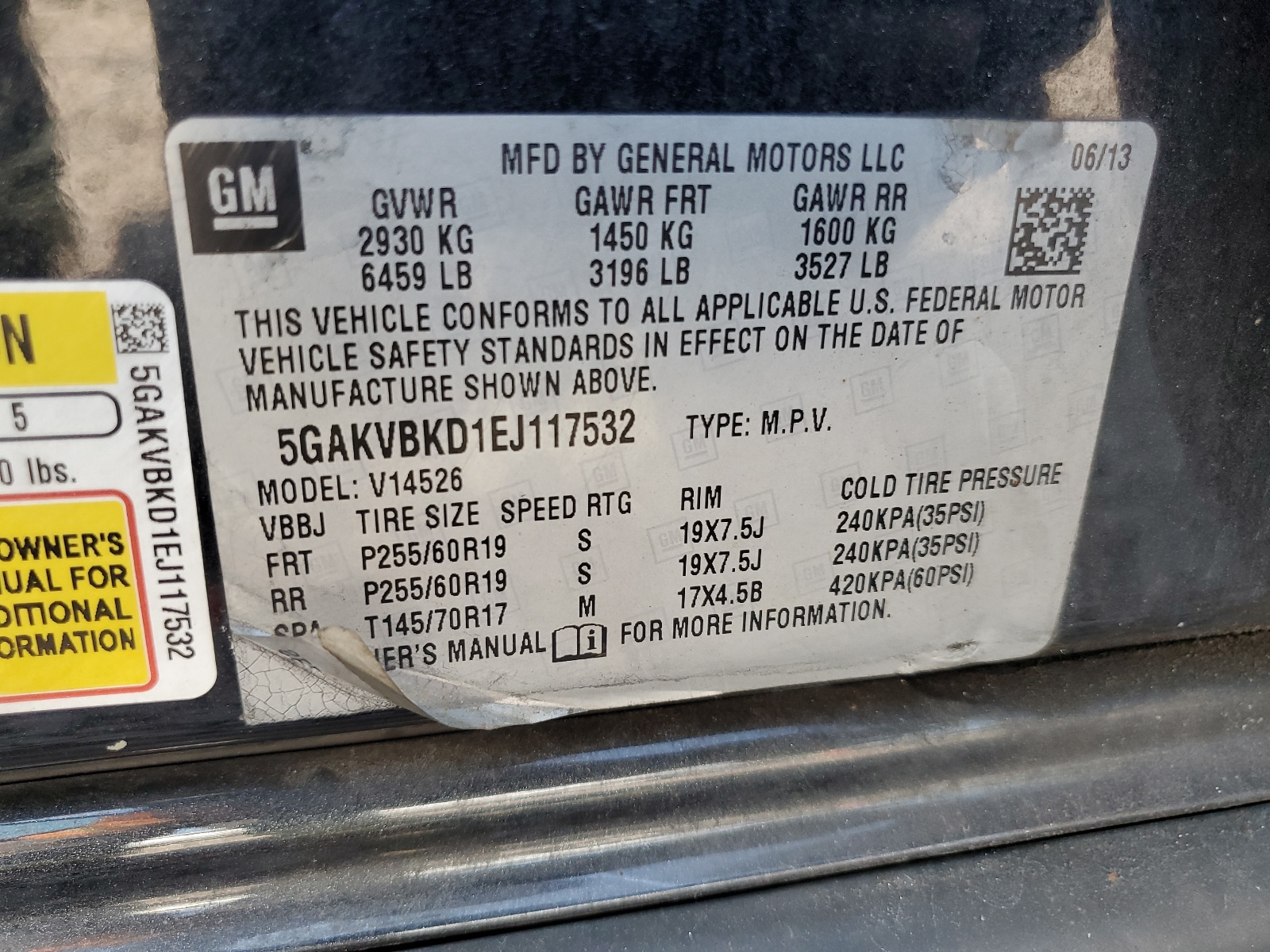 5GAKVBKD1EJ117532 2014 Buick Enclave