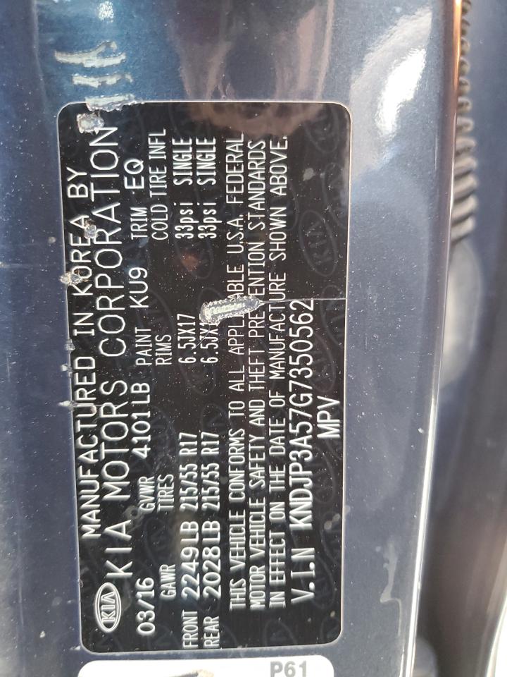 2016 Kia Soul + VIN: KNDJP3A57G7350562 Lot: 66203014