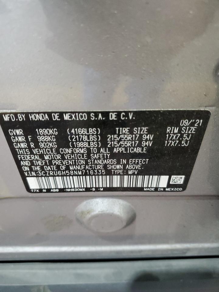 2022 Honda Hr-V Ex VIN: 3CZRU6H58NM716335 Lot: 67183154