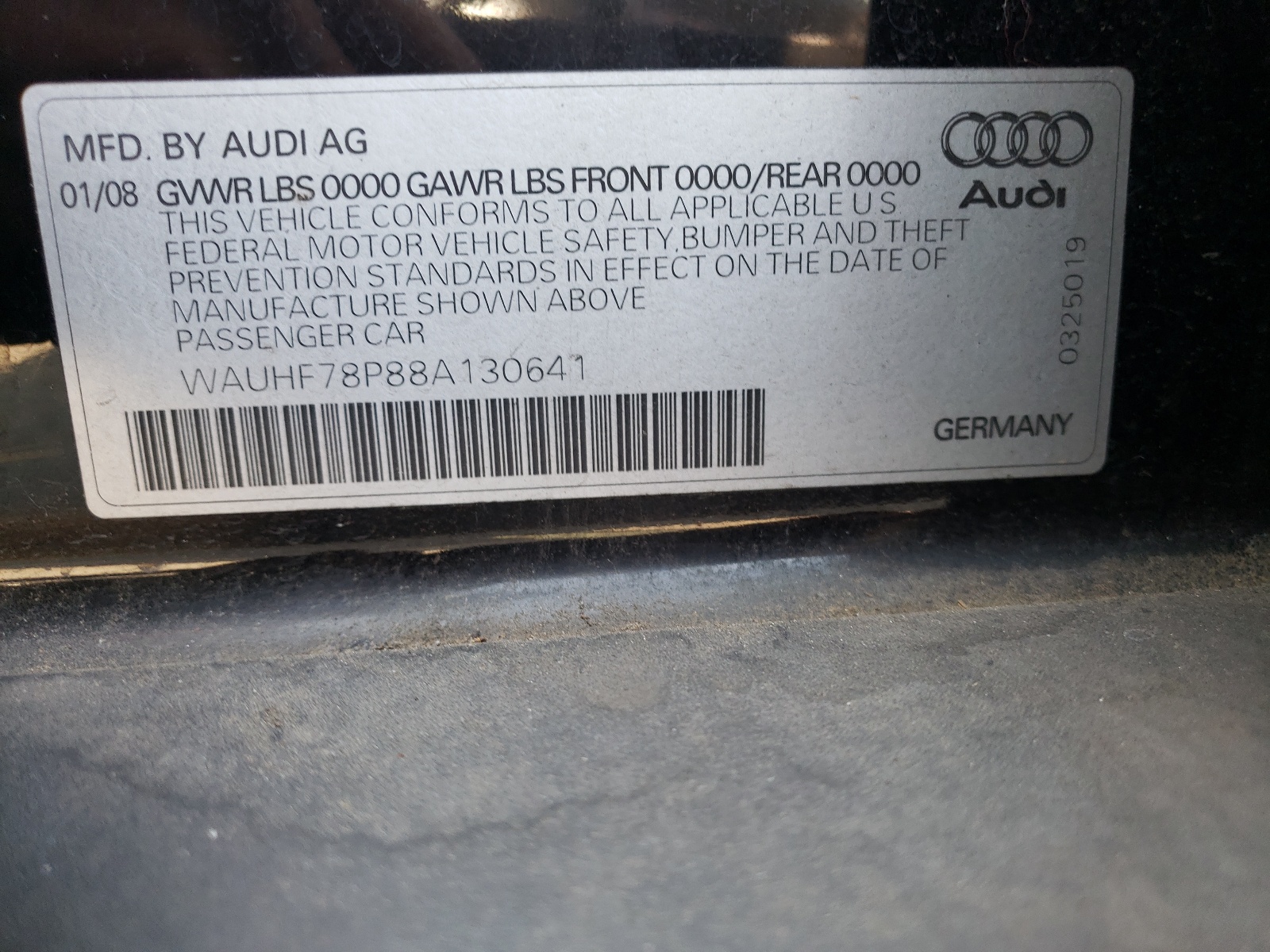 WAUHF78P88A130641 2008 Audi A3 2.0