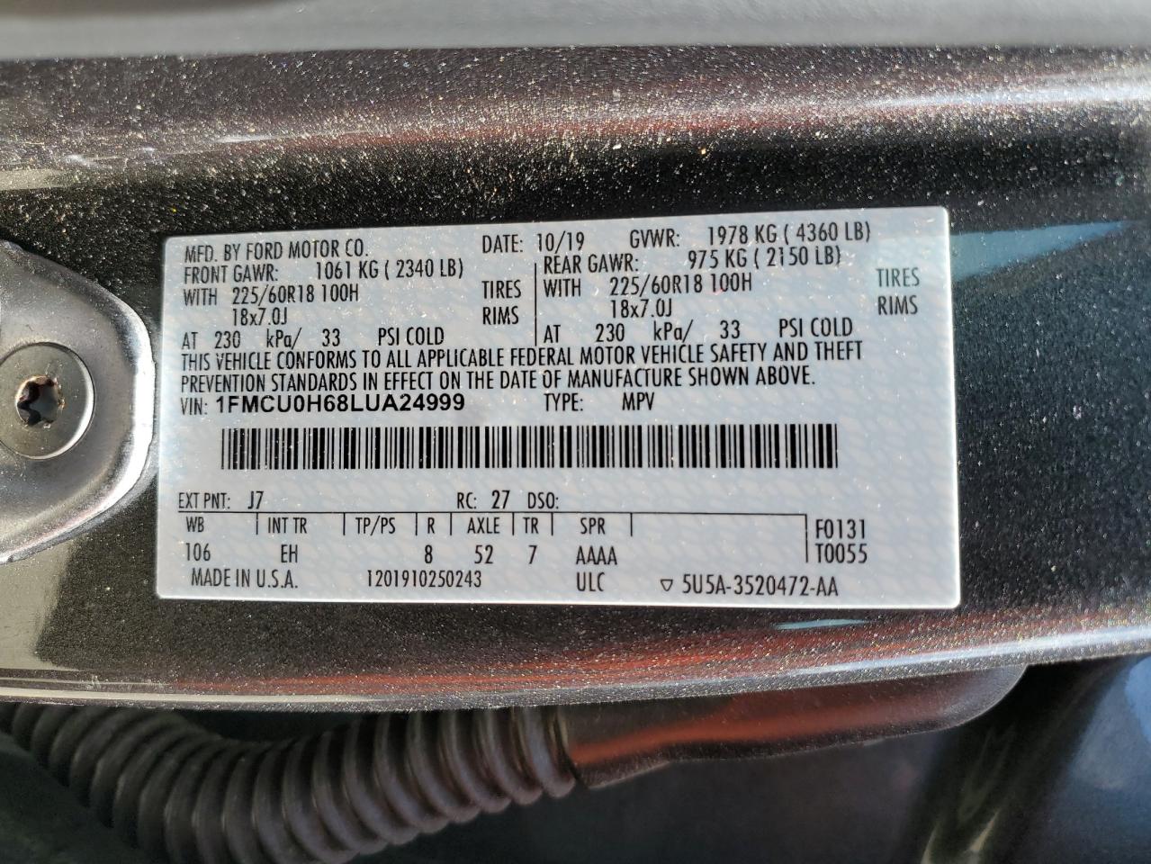 1FMCU0H68LUA24999 2020 FORD ESCAPE - Image 13