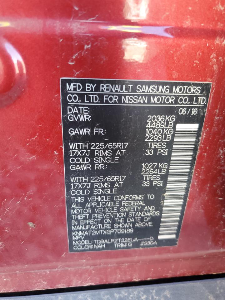 2016 Nissan Rogue S VIN: KNMAT2MTXGP709189 Lot: 67756174