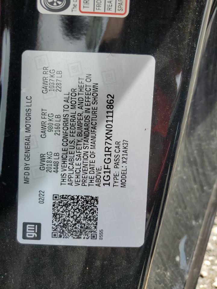 2022 Chevrolet Camaro Ss VIN: 1G1FG1R7XN0111862 Lot: 66111674