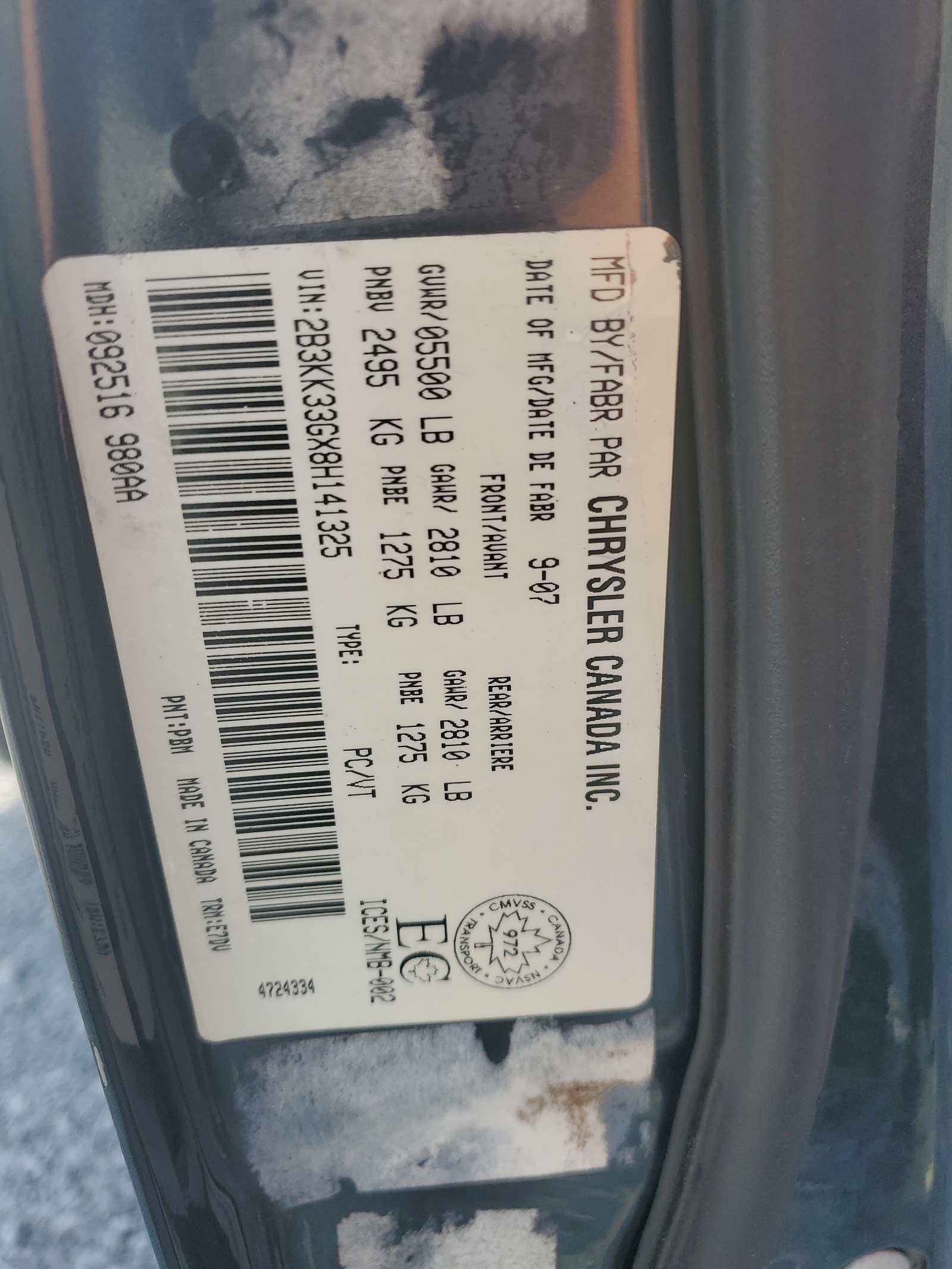 2B3KK33GX8H141325 2008 Dodge Charger Sxt