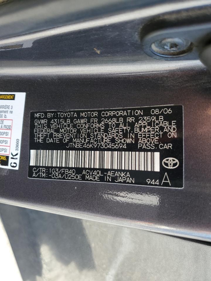 JTNBE46K973045694 2007 Toyota Camry Ce