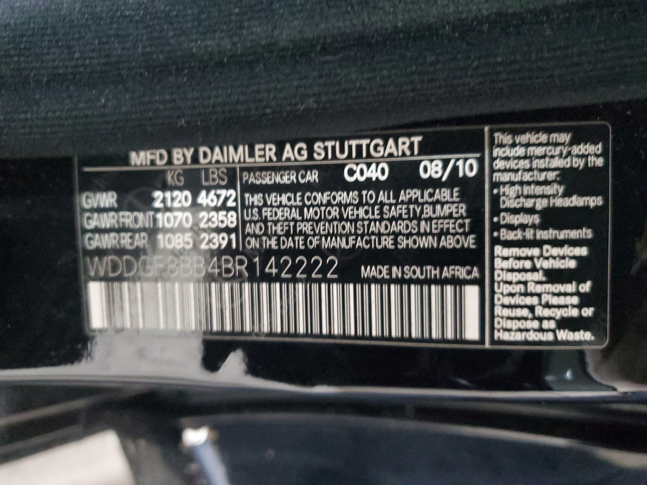 WDDGF8BB4BR142222 2011 Mercedes-Benz C 300 4Matic