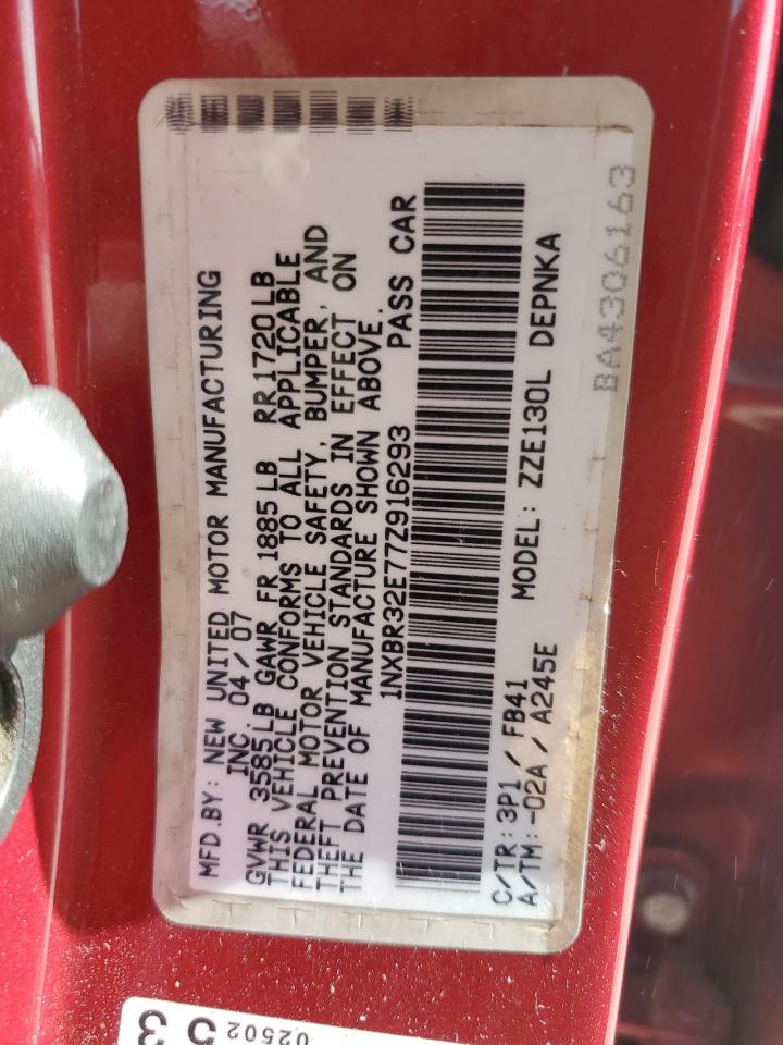 2007 Toyota Corolla Ce VIN: 1NXBR32E77Z916293 Lot: 69475864