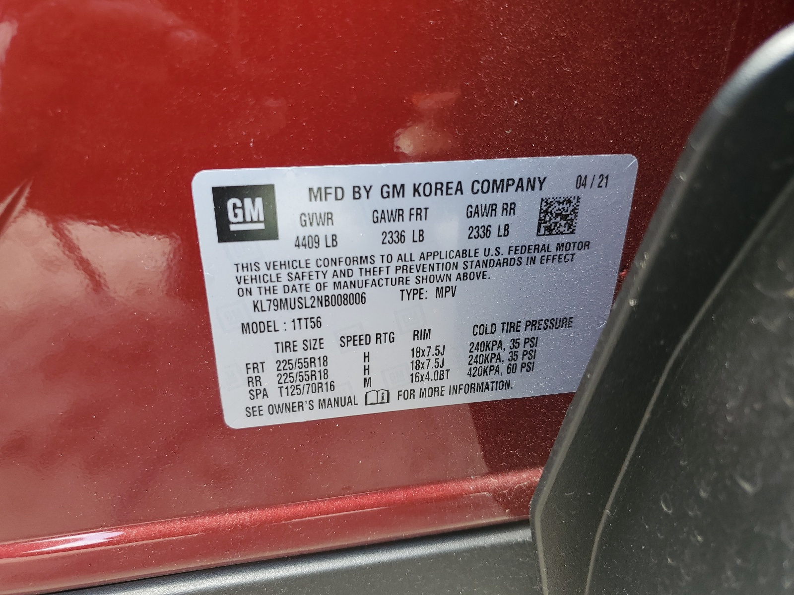 KL79MUSL2NB008006 2022 Chevrolet Trailblazer Rs