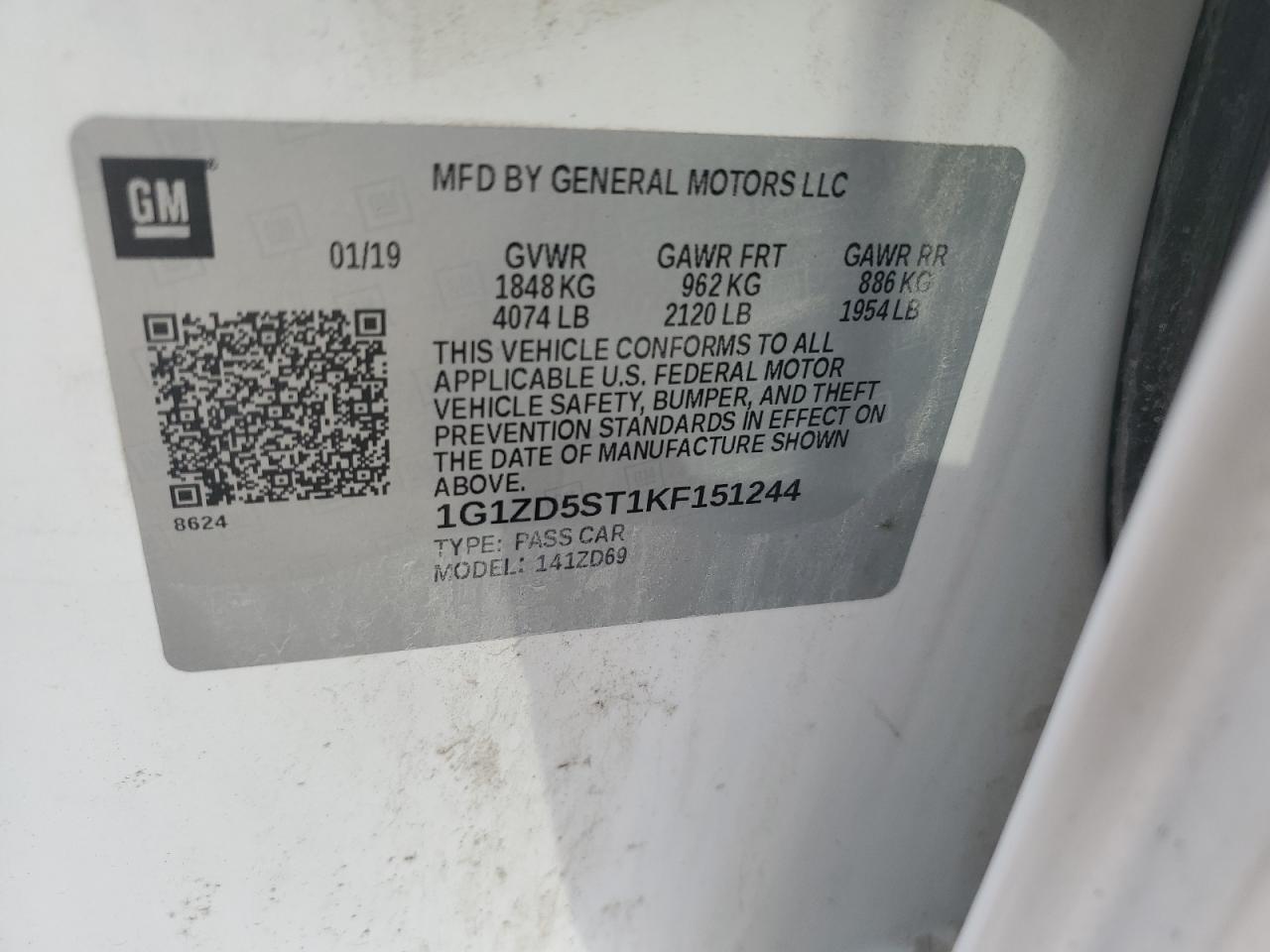 1G1ZD5ST1KF151244 2019 CHEVROLET MALIBU - Image 12