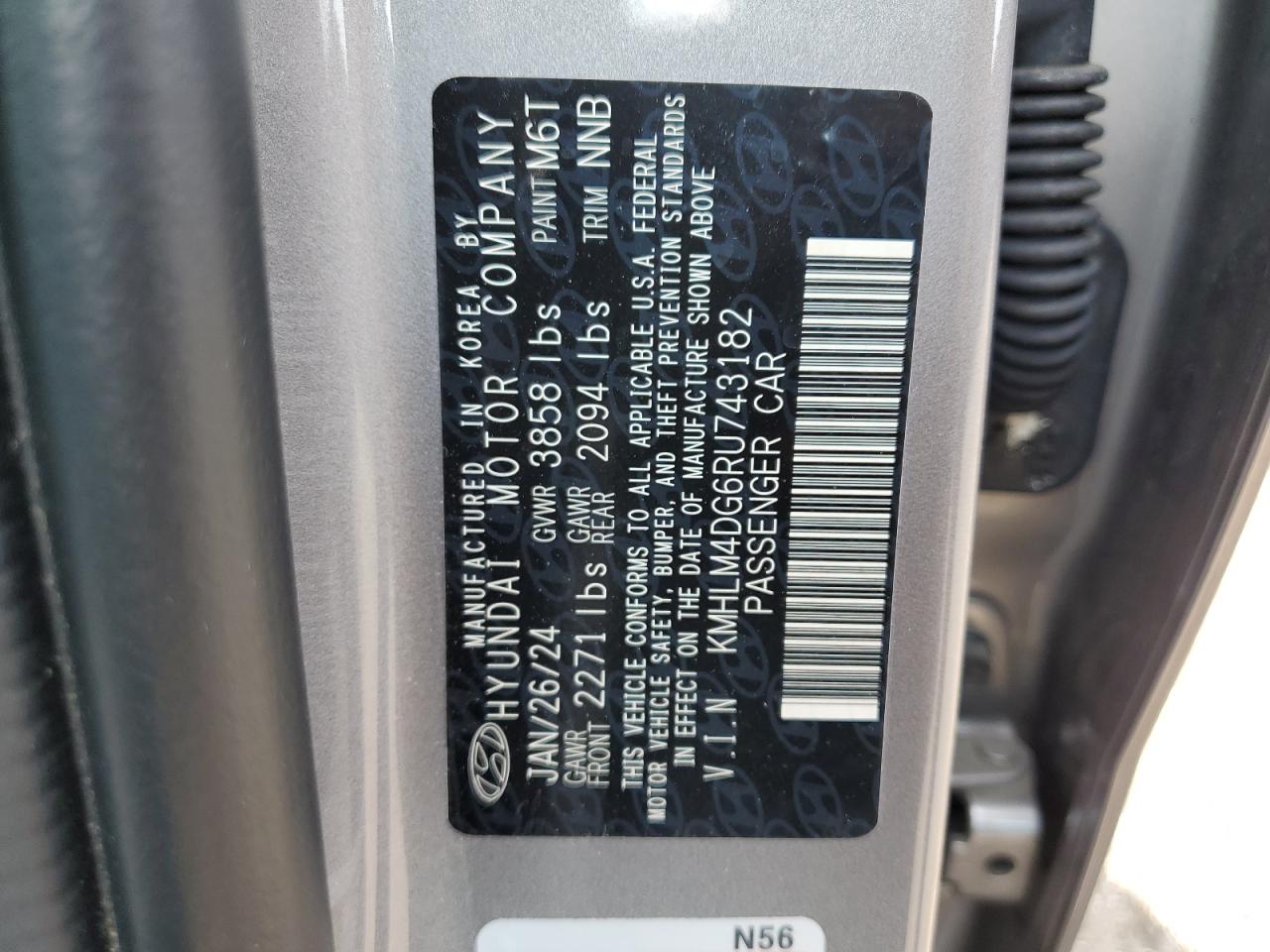 2024 Hyundai Elantra Sel VIN: KMHLM4DG6RU743182 Lot: 68797754