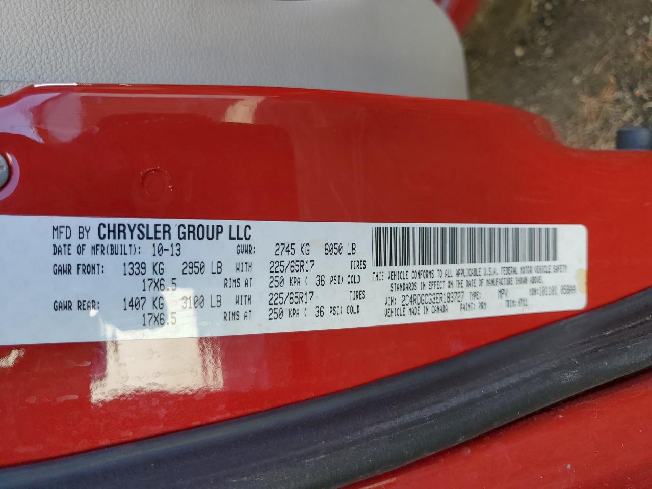 2014 Dodge Grand Caravan Sxt VIN: 2C4RDGCG3ER183727 Lot: 66544464