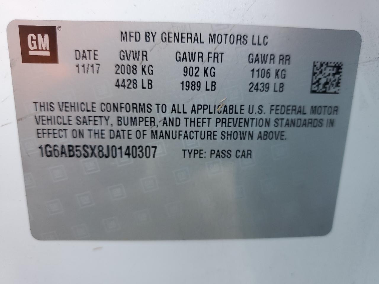 2018 Cadillac Ats Luxury VIN: 1G6AB5SX8J0140307 Lot: 67839334