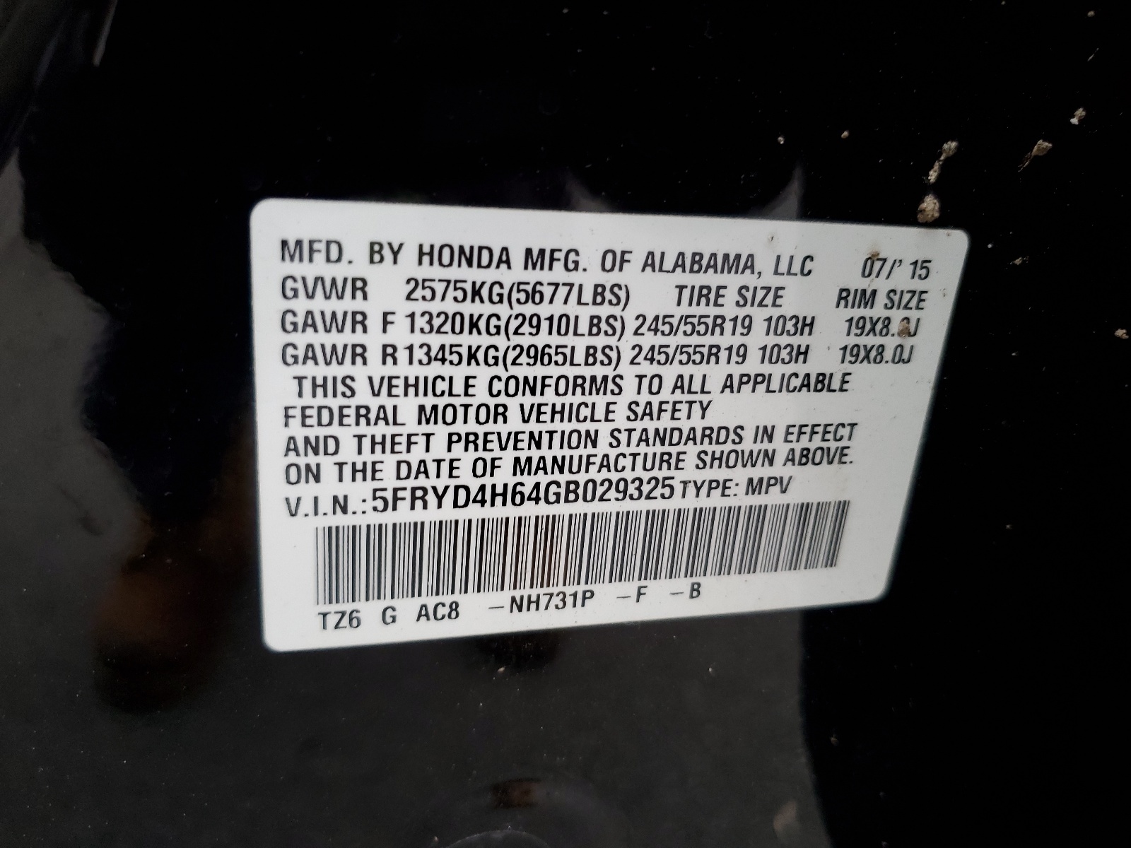 5FRYD4H64GB029325 2016 Acura Mdx Technology