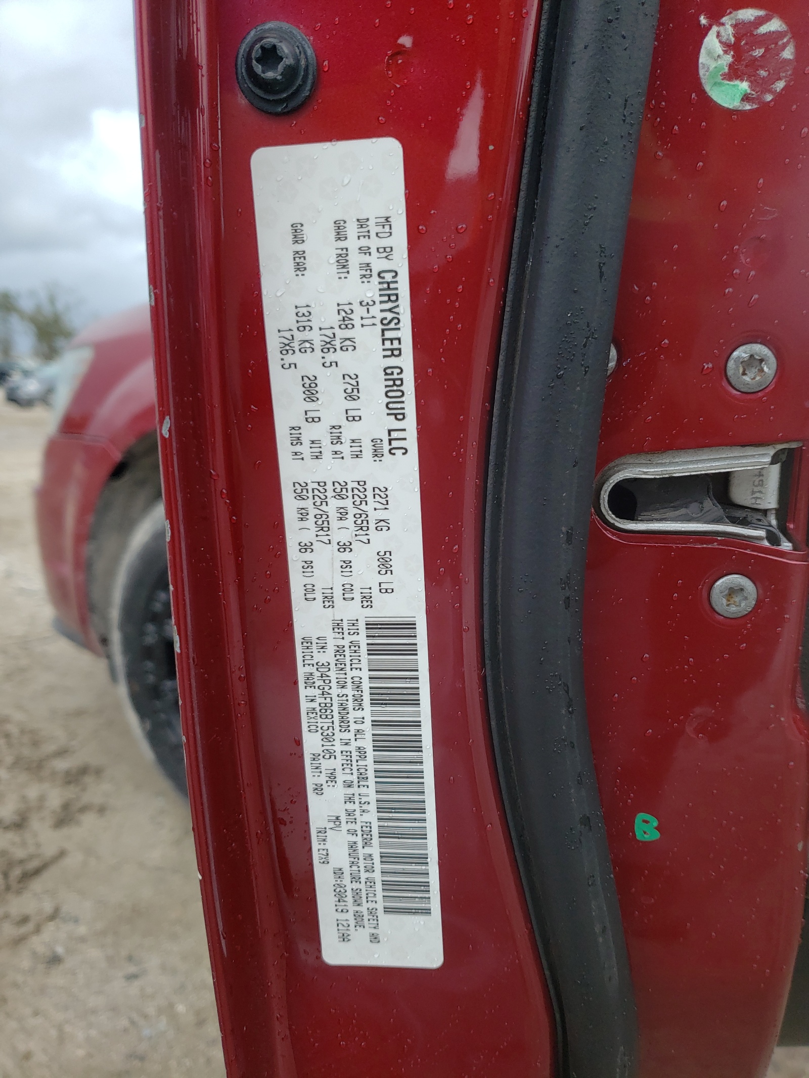 3D4PG4FB6BT530105 2011 Dodge Journey Express