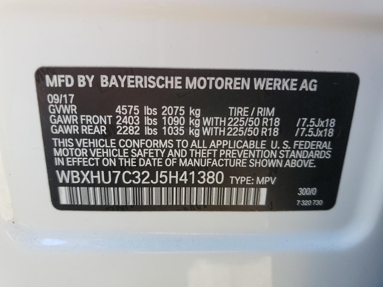 WBXHU7C32J5H41380 2018 BMW X1 Sdrive28I