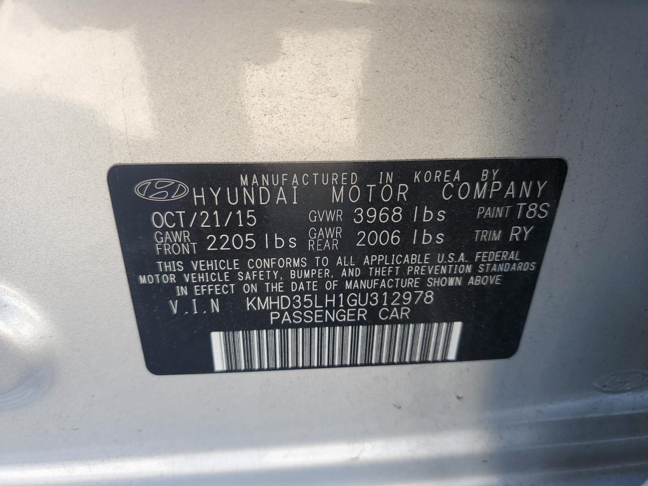 2016 Hyundai Elantra Gt VIN: KMHD35LH1GU312978 Lot: 67380714