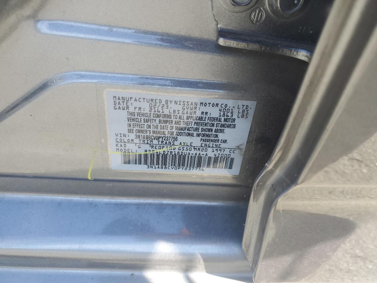 3N1AB8CV0PY237756 2023 Nissan Sentra Sv