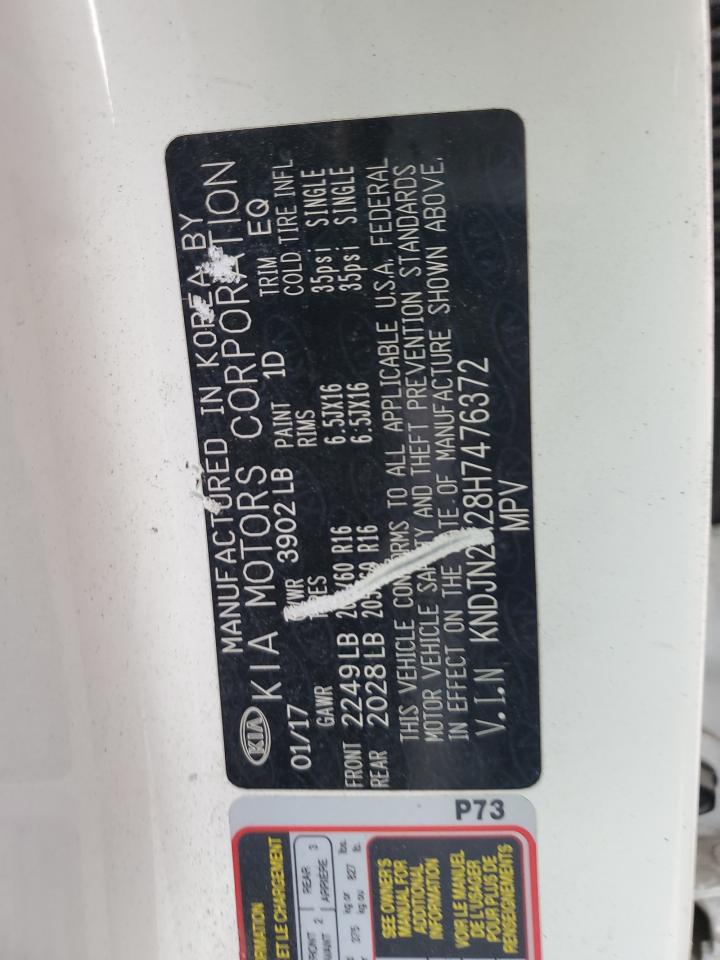 2017 Kia Soul VIN: KNDJN2A28H7476372 Lot: 65681314