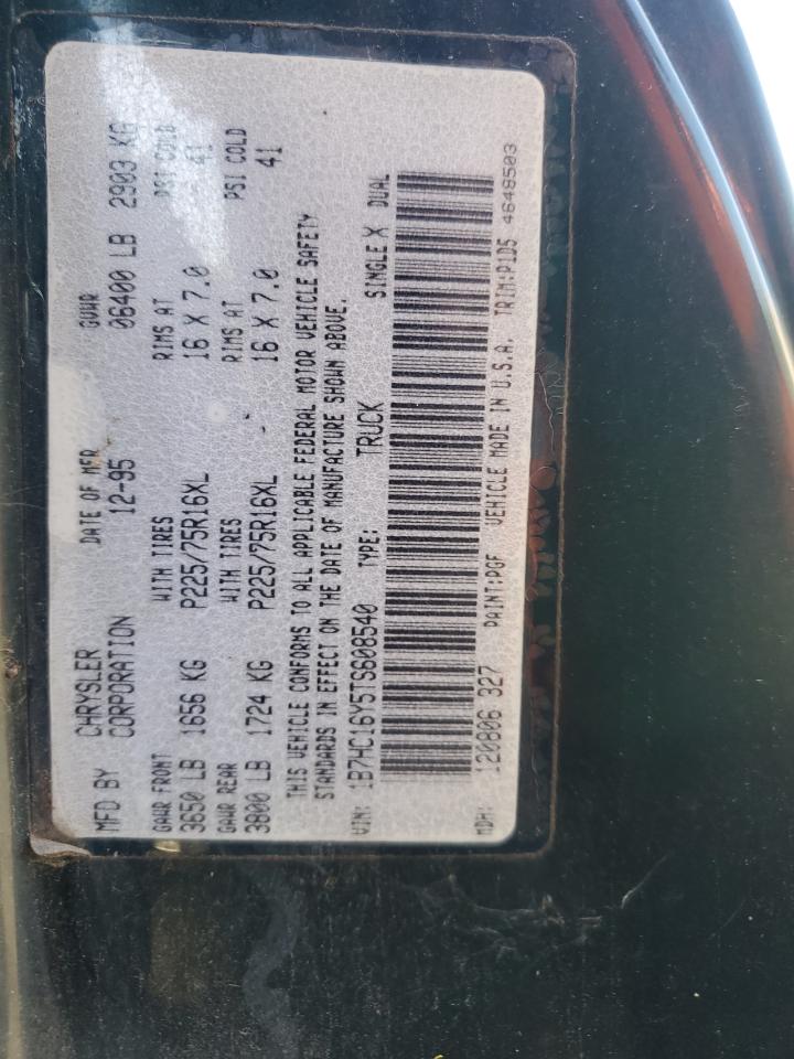 1996 Dodge Ram 1500 VIN: 1B7HC16Y5TS608540 Lot: 68630234