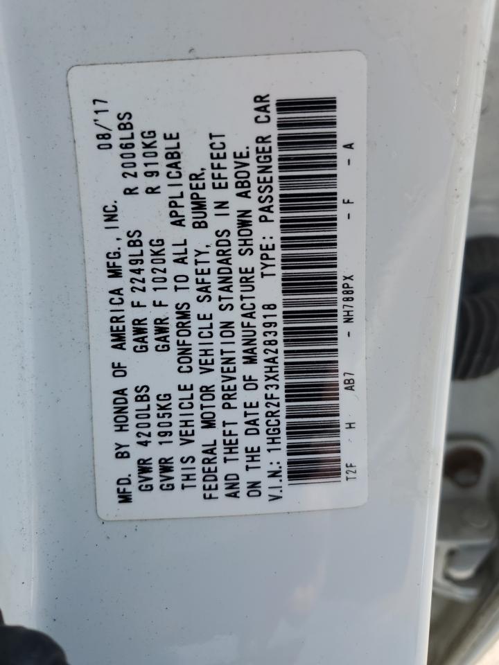 1HGCR2F3XHA283918 2017 HONDA ACCORD - Image 12