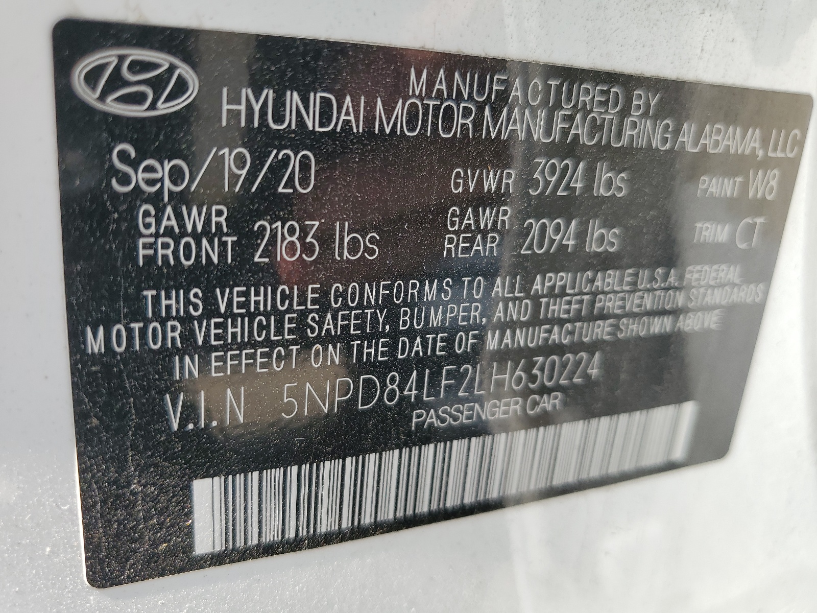 5NPD84LF2LH630224 2020 Hyundai Elantra Sel