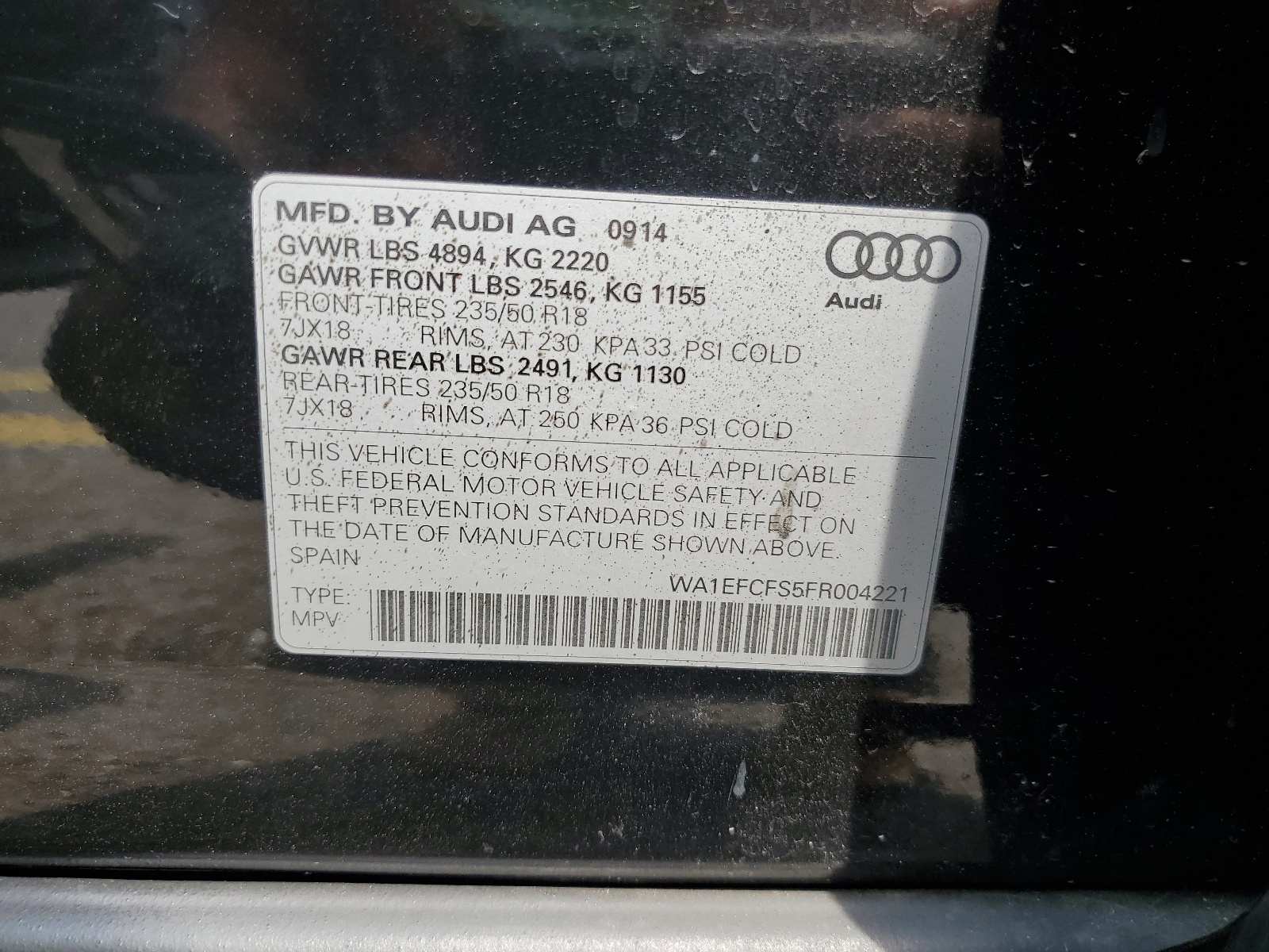 WA1EFCFS5FR004221 2015 Audi Q3 Premium Plus