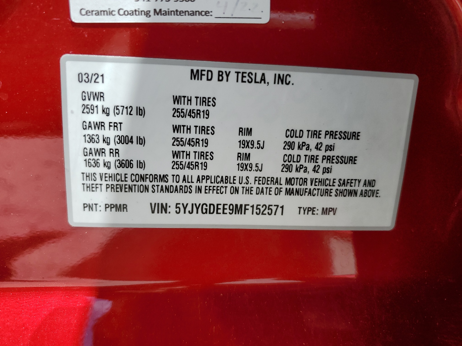 5YJYGDEE9MF152571 2021 Tesla Model Y