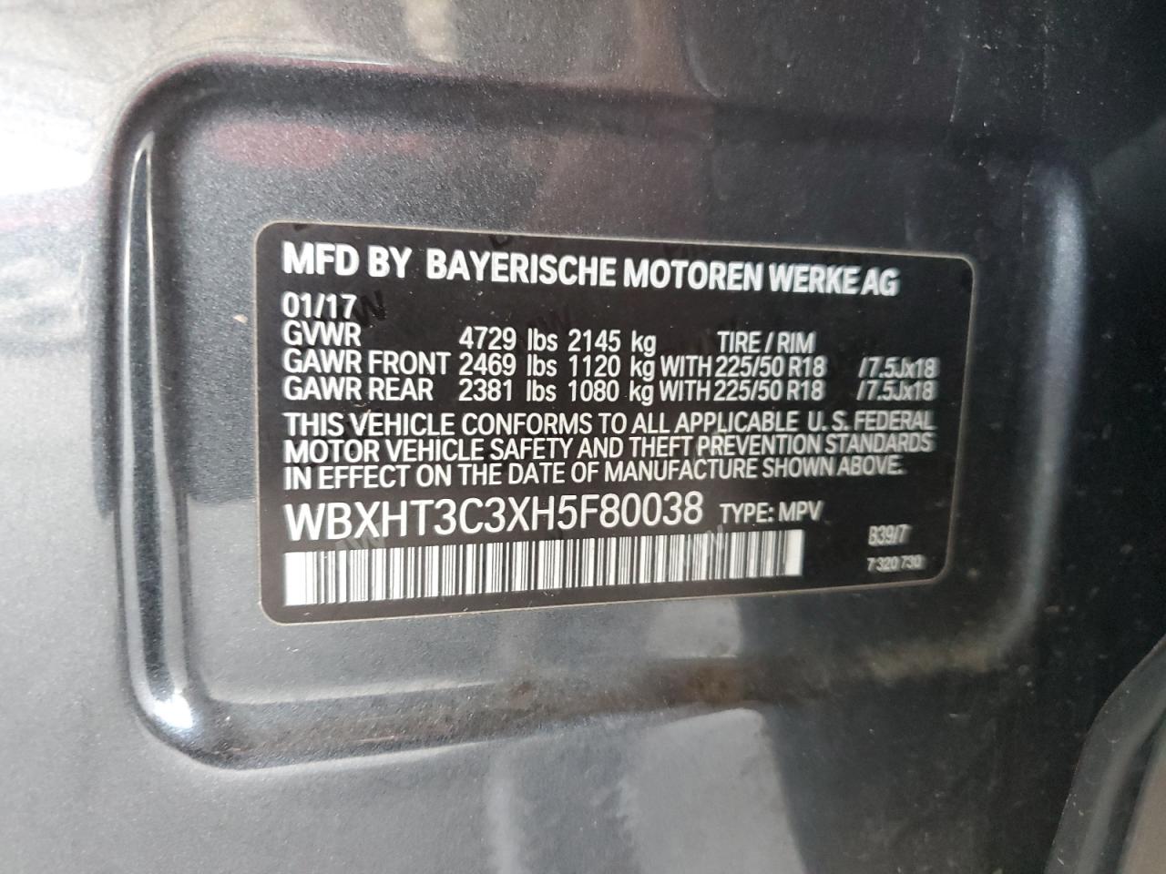 WBXHT3C3XH5F80038 2017 BMW X1 xDrive28I