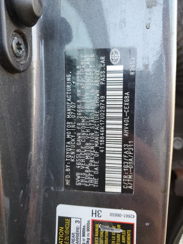 4T1BB46K17U029749 2007 Toyota Camry Hybrid