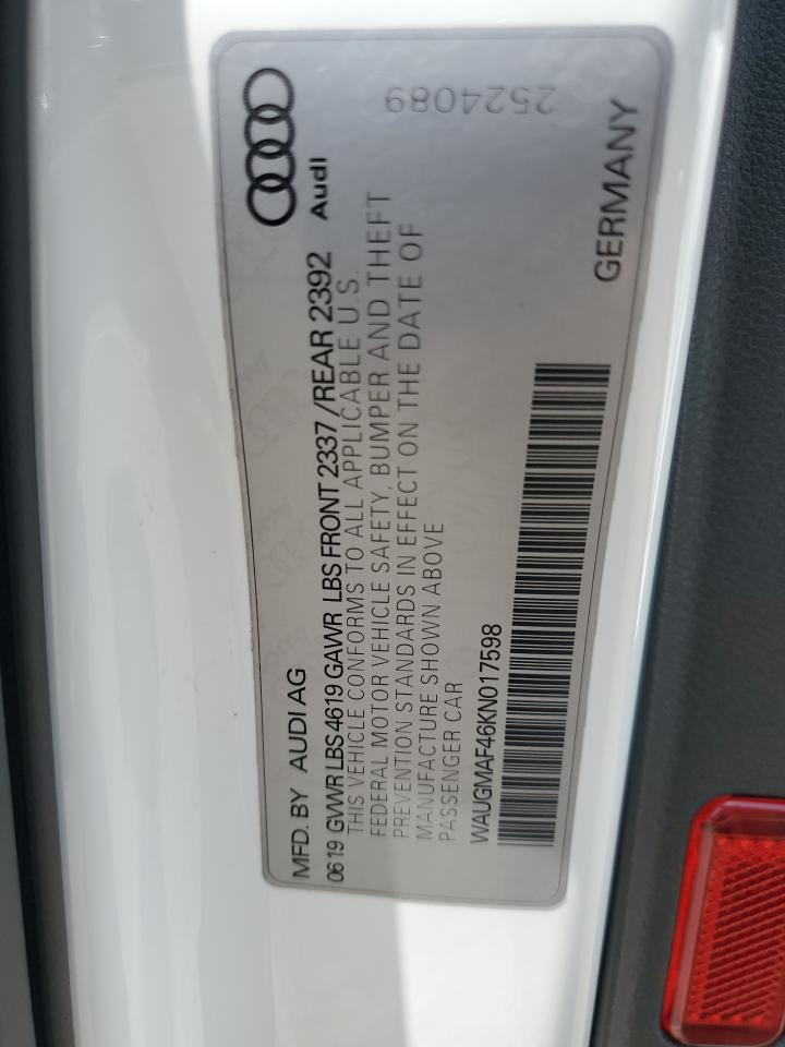 WAUGMAF46KN017598 2019 Audi A4 Premium