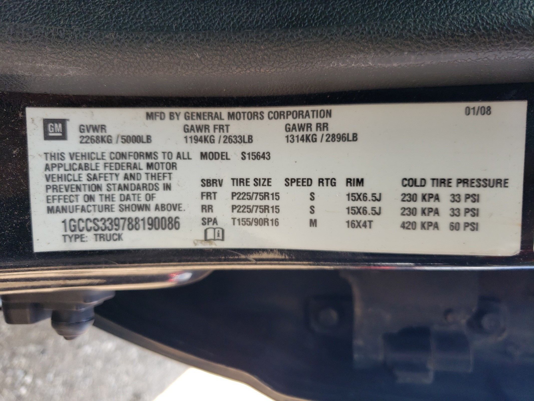 1GCCS339788190086 2008 Chevrolet Colorado Lt